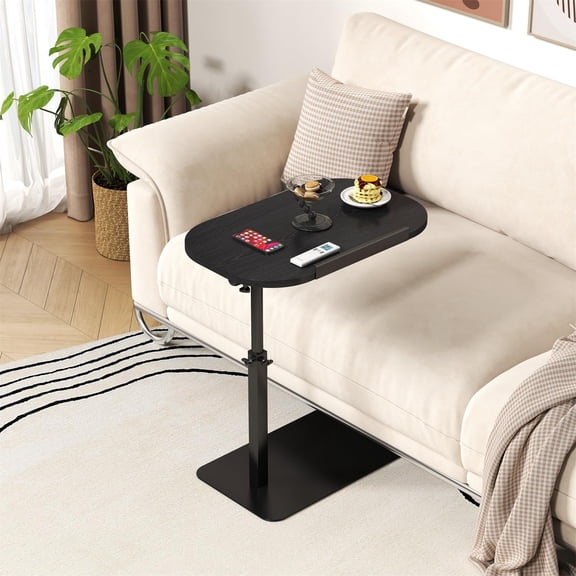 Side Table Sofa Tray for Couch,Height Adjustable End Table with Metal Base,C Shaped Swivel Sofa Table,Bathroom Study TV Tray,Food Snack Trays for Eating