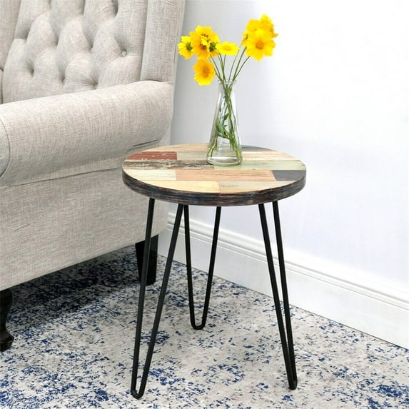 Side Table Solid Reclaimed Wood for Small Spaces Coffee Sofa End Table
