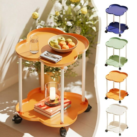 Side Table Storage Shelf Coffee Table Bedside Table Storage Cart Mobile Storage Rack For Bedroom Living Room Study Desk Assembly Required, Multicocor