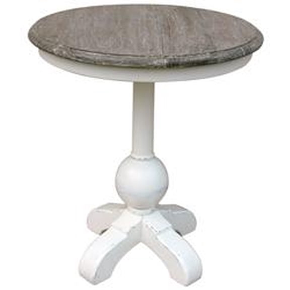 Side Table TRADE WINDS SOHO Traditional Antique Round Painted White Riverwash