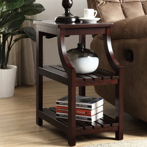 Side Table With Port And Practical Shelf Storage - Rectangular Wooden For Living Area 24.5" High X 15.5" Wide 19.5" Deep Useful Extra Space Versatile