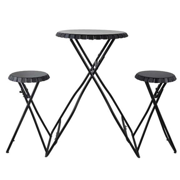 Side Table and Seats Set | Good for Coffee Conversations and Decor Displays | Iron - Based Industrial Design | Foldable to Save Home Space