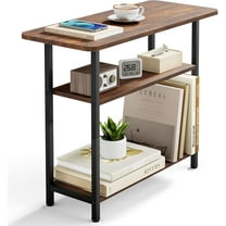 3-Tier Side Table for Living Room - Rustic Brown Narrow End Table with Wide Storage Top for Small Spaces
