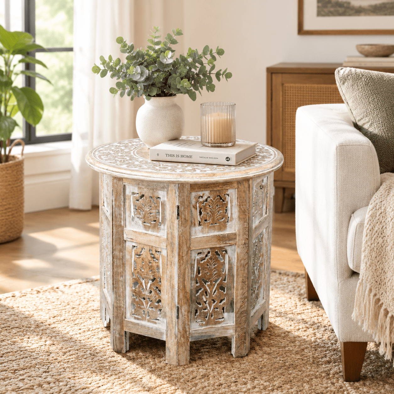 Side Table-handcrafted Solid Mango 18x18