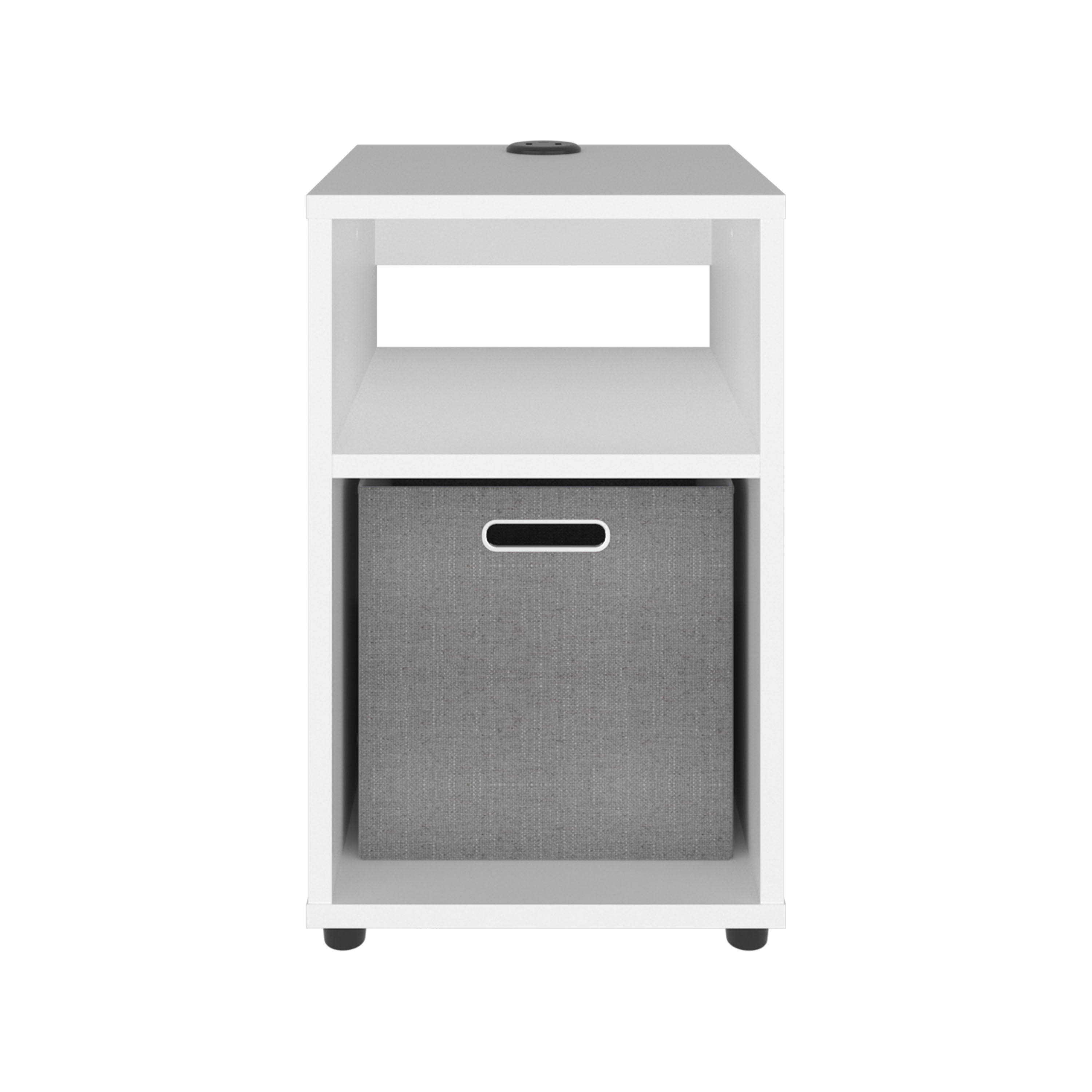 Side Table with 1 Shelf and 1 Fabric Storage Basket