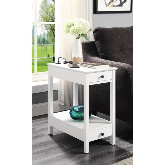 Side Table with 2 Drawers & USB / Kids' Room Furniture / 13in Product Width