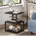 thumbnail image 1 of Side Table with 3-Tier Storage, S-Shape Bedside End Table for Small Spaces, 21.6'' Small Nightstand for Living Room, Bedroom, Easy Assembly, Black, 1 of 14