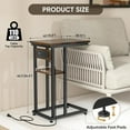 thumbnail image 1 of Side Table with Charging Station, C-Shape End Table, Dual USB-C Ports, Couch Table, Bedside Table for Small Spaces, 1 of 6
