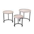 thumbnail image 1 of Side Table with Faux Shagreen Accent, Set of 3, Beige, 1 of 5