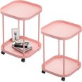 thumbnail image 1 of Side Table with Wheels, End Table Living Room Plastic Mobile Sofa Side Table Small Night Stand Bedroom Pink (2 Pack), 1 of 10