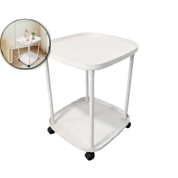 Side Table with Wheels, End Table Living Room Plastic Mobile Sofa Side Table Small Night Stand for Bedroom