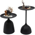 thumbnail image 1 of Side Tables Nesting Tables Set of 2 Round Nesting Side Table Set Round Coffee Table Pedestal Coffee Table Metal End Table Set Small Side Table for Living Room Bedroom Balcony (Matte Black), 1 of 9
