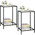 thumbnail image 1 of Side Tables Set of 2, End Tables Sturdy with Tempered Glass, 2-Tier Nightstands, 1 of 9