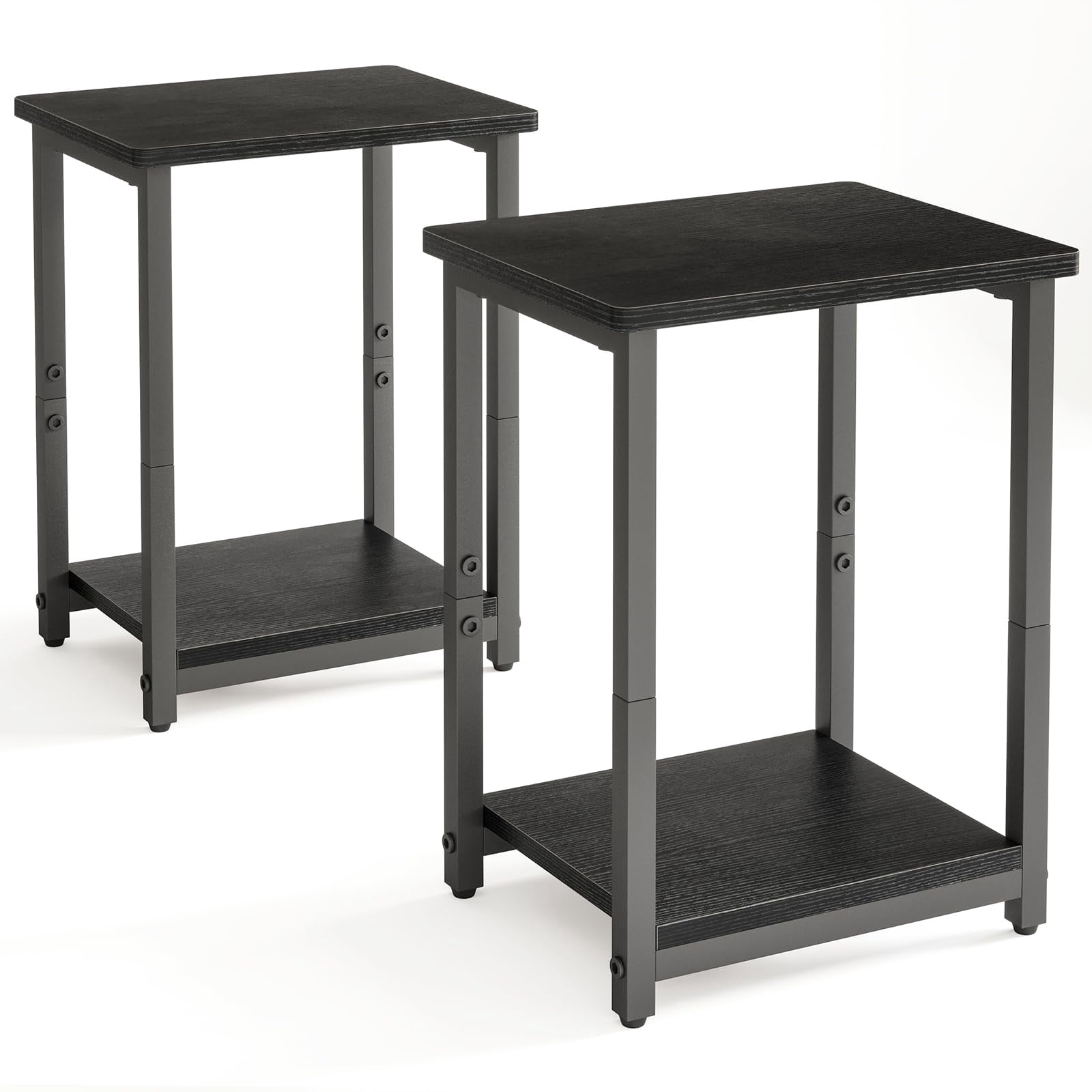 Side Tables Set of 2, 2-Tier Small Black End Table Sofa Table ...