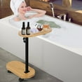 Side Tub Table with Wheel Bamboo Bathtub Caddy Tray,Bathtub Tray Table