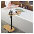Side Tub Table with Wheel Bamboo Bathtub Caddy Tray,Bathtub Tray Table