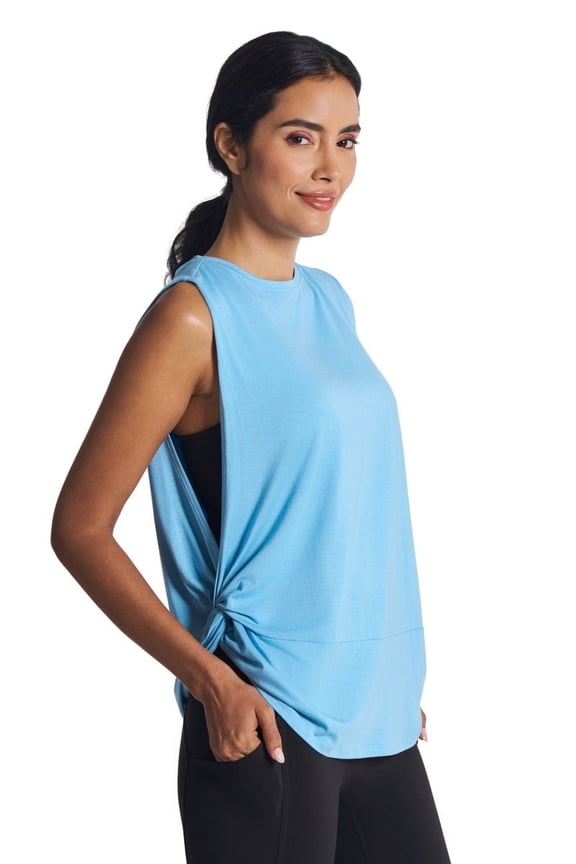 Side Twist Sleeveless Tank Top - UPF 50+ Sun Protection - Supine in Arctic Blue