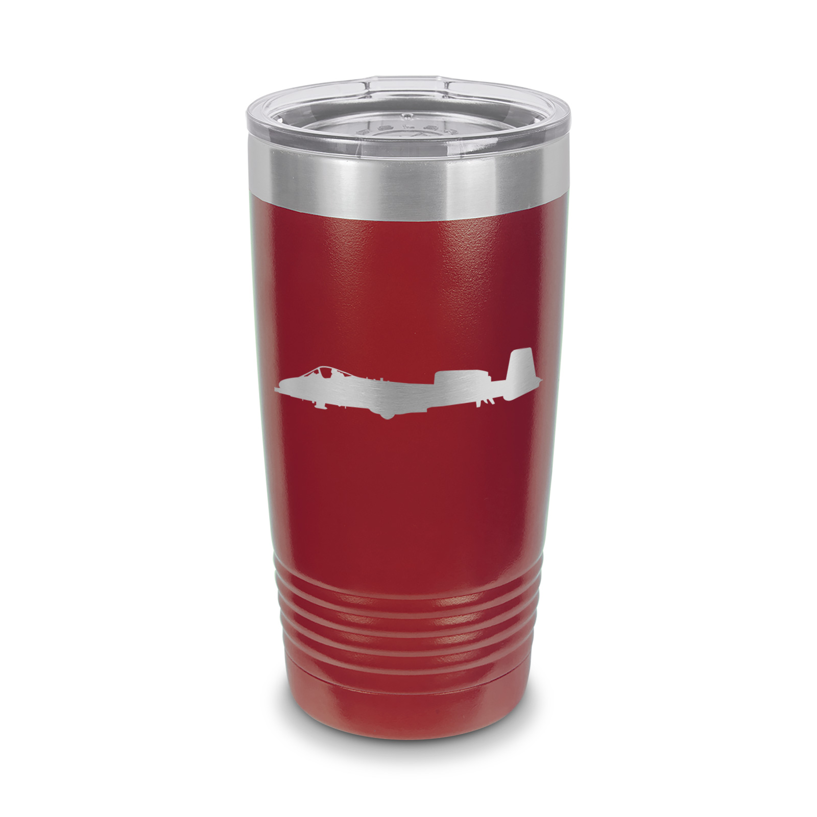 Side View A-10 Thunderbolt II Tumbler 20 oz - Laser Engraved w/ Clear