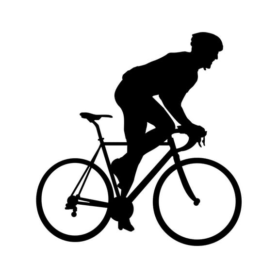 Side View Cycling Sticker Decal Die Cut - Self Adhesive Vinyl - Weatherproof - Made in USA - Many Color and Sizes - road bike triathlon cyclist