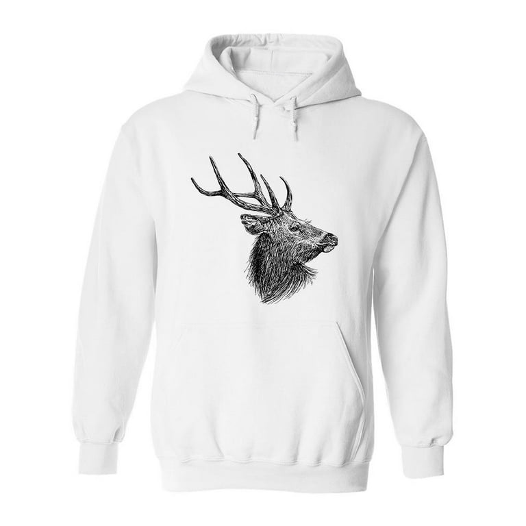 Side View Of A Deer Head Hoodie Men Image by Shutterstock Male 3X Large