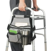 Side Walker Bags,Walker Organizer Pounch for Rollator and Folding Walkers,Walker Side Accessories for Elderly, Seniors, Handicap, Disabled (Double Sided) (Grey)