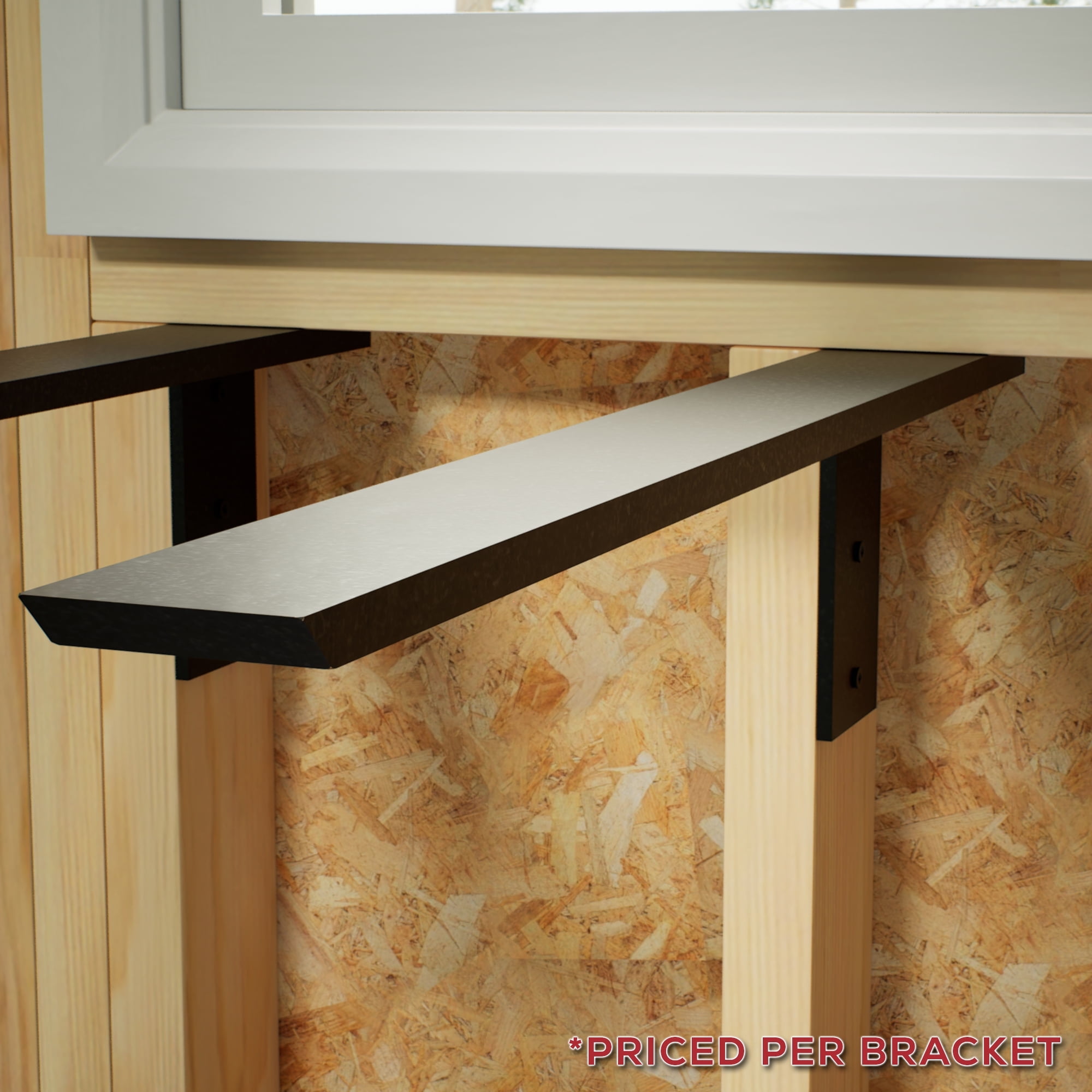 12-inch Black Painted Aluminum Side Wall Hidden Countertop Support Bracket