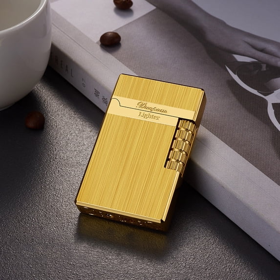 Side Wheel Frosted Soft Flame Butane Lighter, Refillable Metal Cigar Lighter, Cool Flip Lighter, Outdoor Camping, Men's Gift