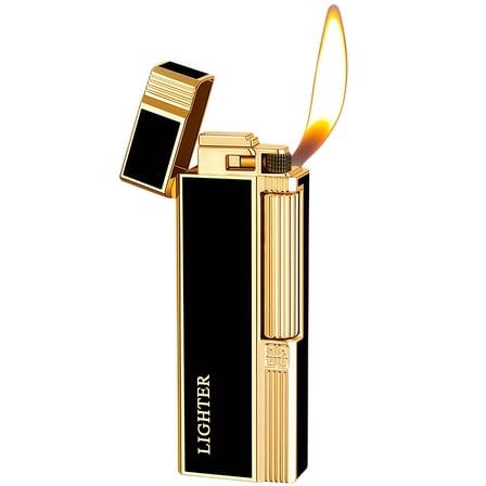 Side Wheel Trench Lighter Refillable Butane Soft Fire Flip Lighters Classic Retro Lighter for Men Dad Husband Gift