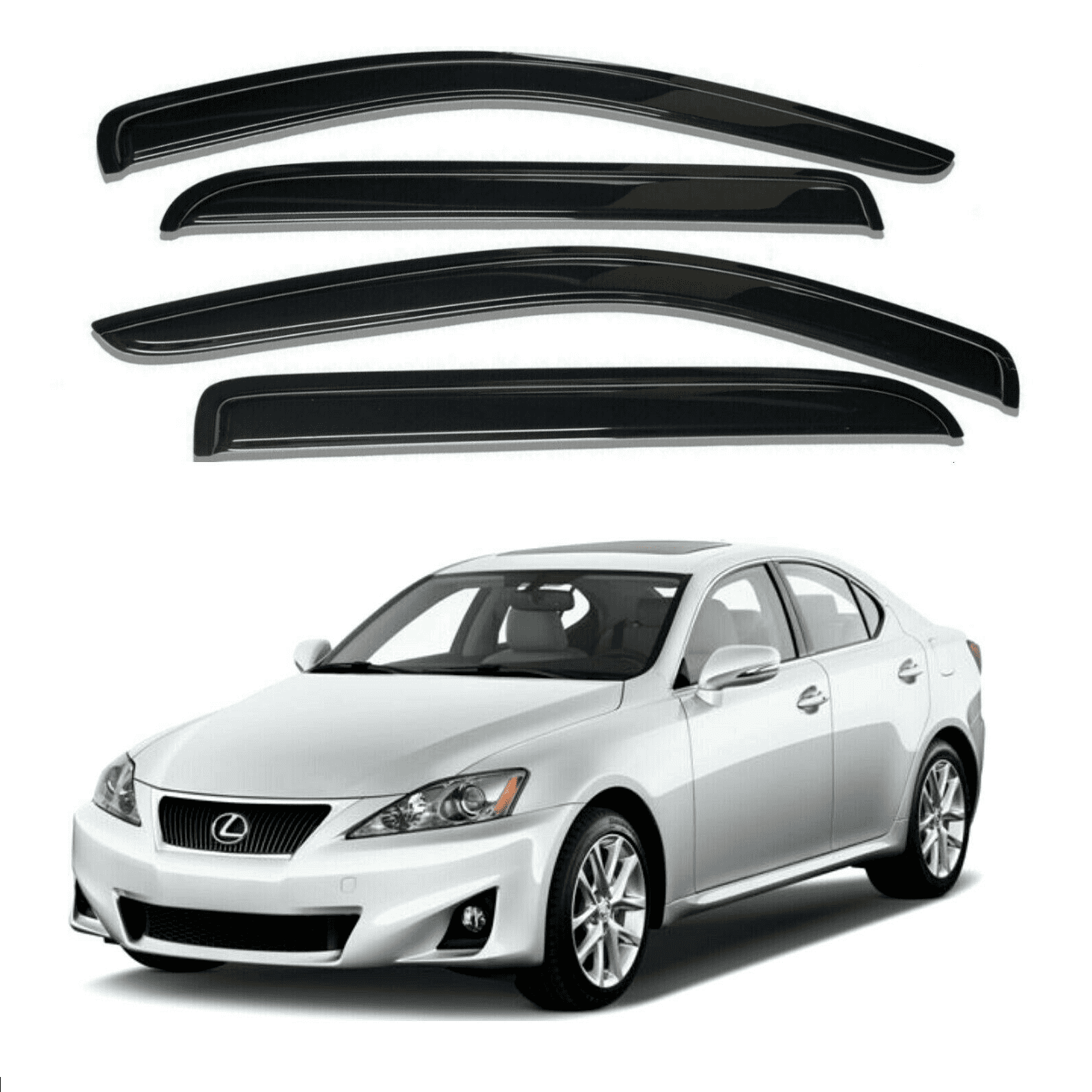 Side Window Sun Vent Visor Rain Guards Deflectors for Lexus IS250 IS350 2006 2013