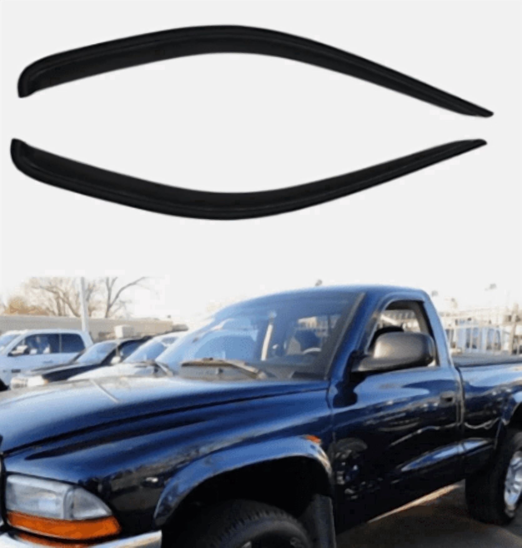 Side Window Visor Rain Guards — In-Channel, Compatible with 1997 - 2004,Dodge Dakota Standard Cab, 2pcs Dark Smoke Wind Deflectors, UV-Resistant