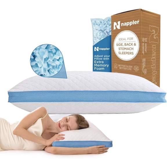 Side and Back Sleeper Pillow with Shredded Memory Foam Adjustable Fill Standard Size Modal Washable Case