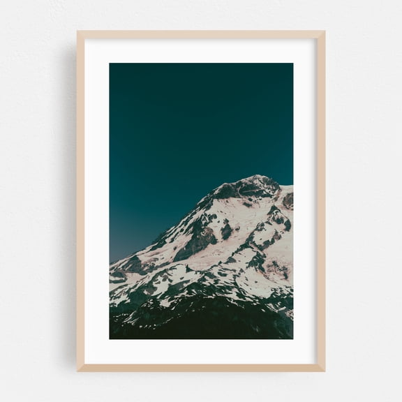 Side of Rainier - Washington Photography Mountain Nature Landscape Scenic Snow Wilderness Winter Oak Framed Wall Art Print 5 x 7 inches