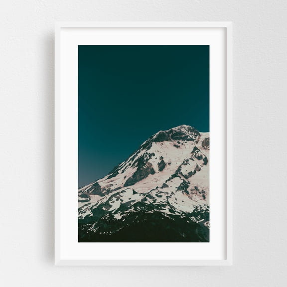 Side of Rainier - Washington Photography Mountain Nature Landscape Scenic Snow Wilderness Winter White Framed Wall Art Print 5 x 7 inches