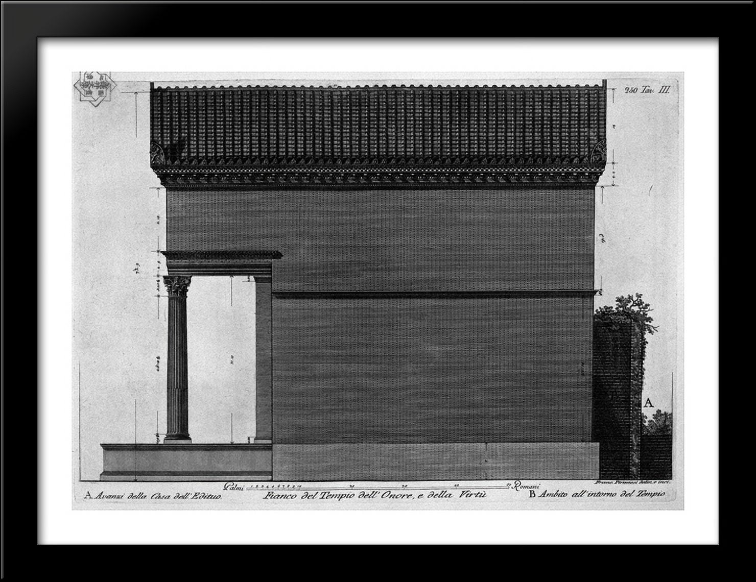 Side of the Temple of Honor and Virtue 38x28 Large Black Wood Framed Print Art by Giovanni Battista Piranesi