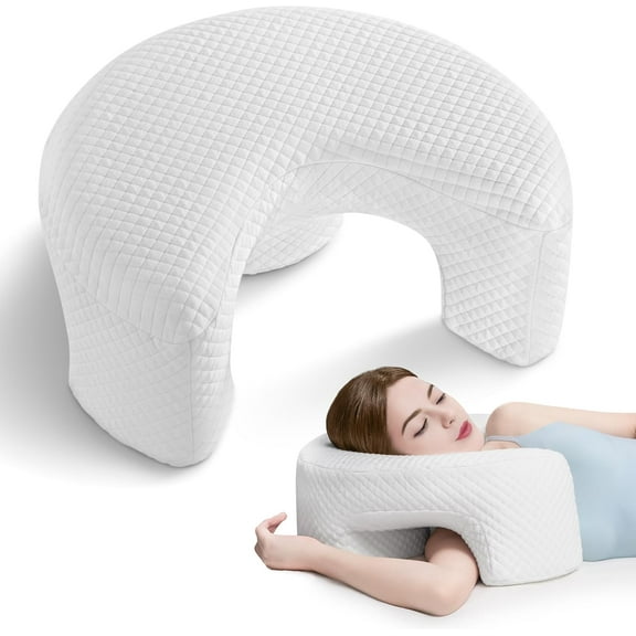 Side pillow with arm hole - memory foam pillow, used to relieve neck, neck, shoulder and rotating sleeve pain - ideal for side sleepers
