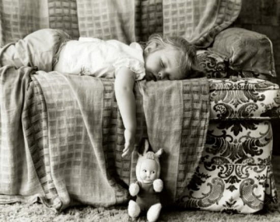 Side profile of a baby girl sleeping on a couch Canvas Art - (24 x 36)