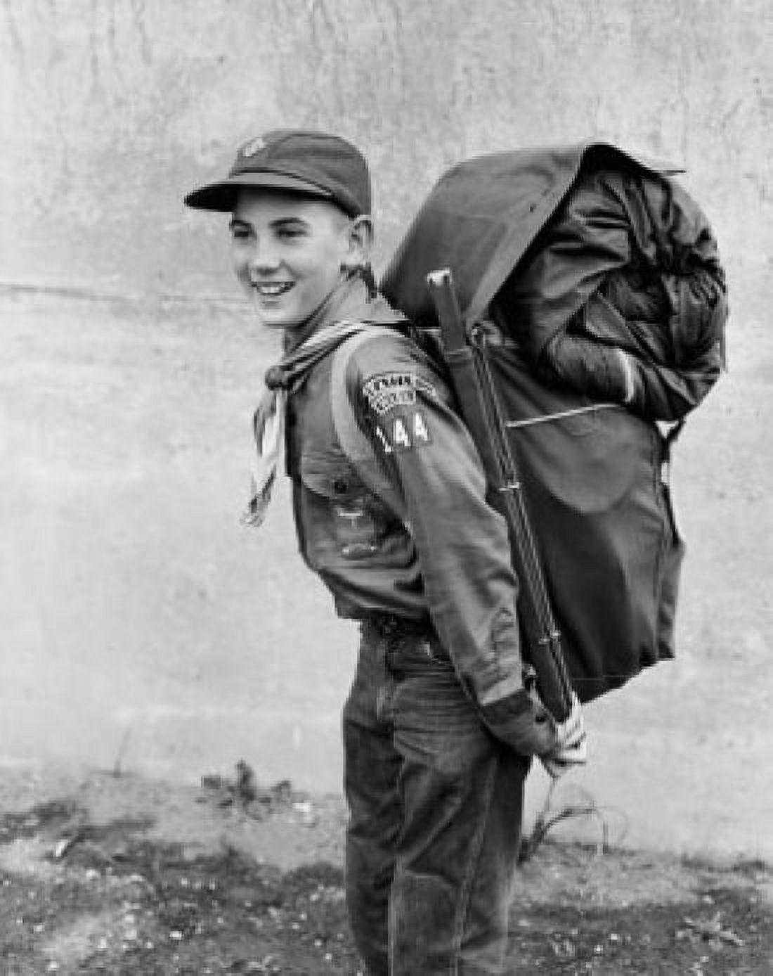 Side profile of a boy scout carrying a backpack Canvas Art - (24 x 36)