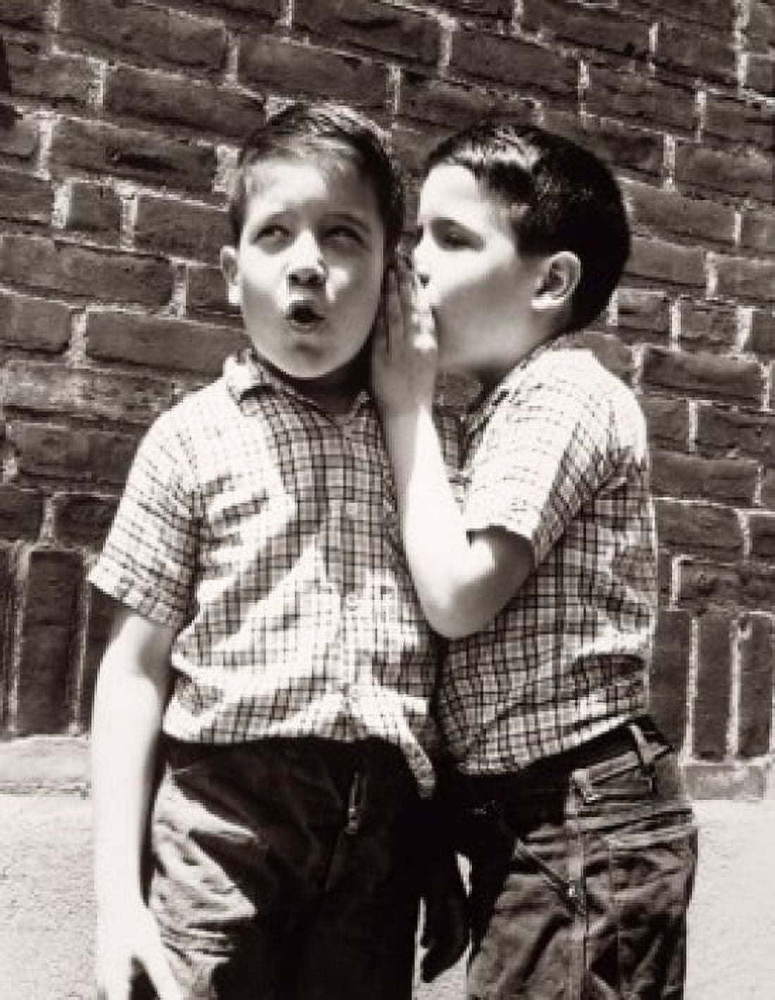 Side profile of a boy whispering to another boy Canvas Art - (18 x 24)
