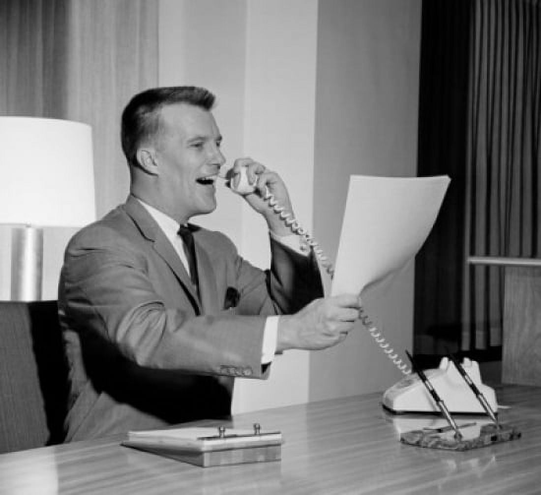 Side profile of a businessman talking on the telephone Canvas Art - (24 x 36)