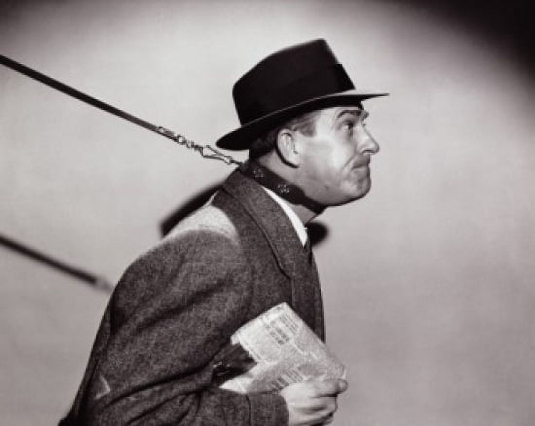 Side profile of a businessman with a leash around his neck Canvas Art - (18 x 24)