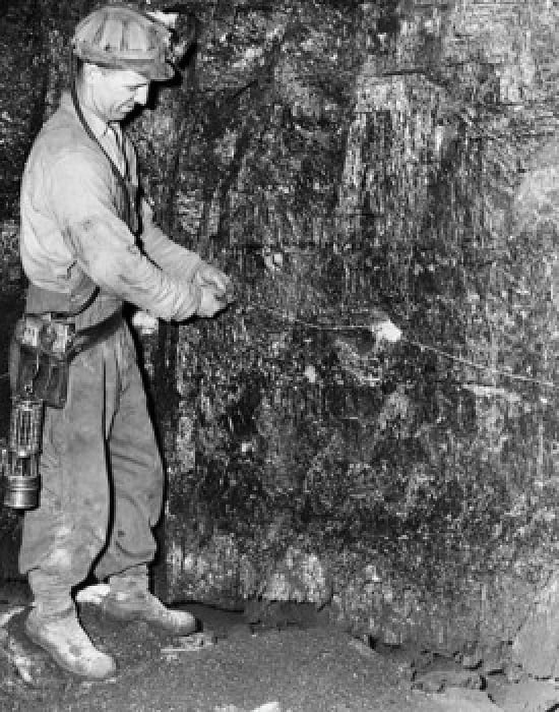 Side profile of a coal miner working in a pit mine Canvas Art - (18 x 24)