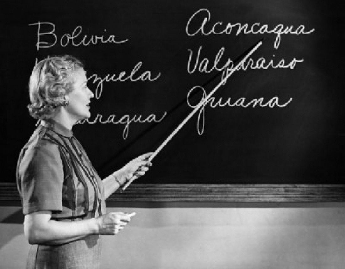Side profile of a female teacher teaching in the classroom Canvas Art - (24 x 36)