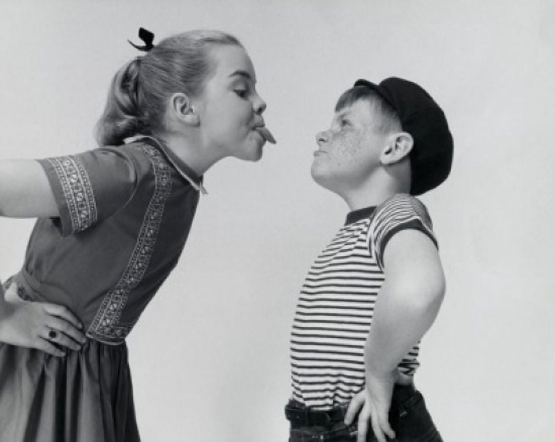 Side profile of a girl and boy teasing each other Canvas Art - (18 x 24)