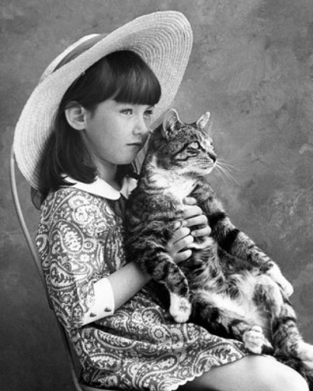 Side profile of a girl holding her cat Canvas Art - (24 x 36)