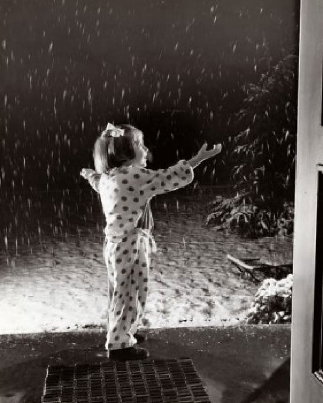Side profile of a girl watching snow falling Canvas Art - (18 x 24)