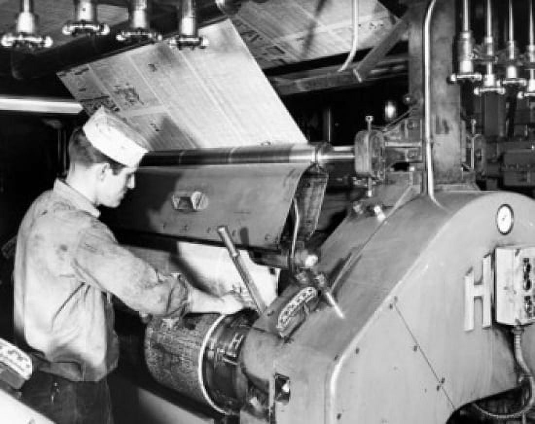 Side profile of a manual worker placing finished press plate on a press New Orleans Times-Picayune New Orleans Louisiana USA Canvas Art - (24 x 36)