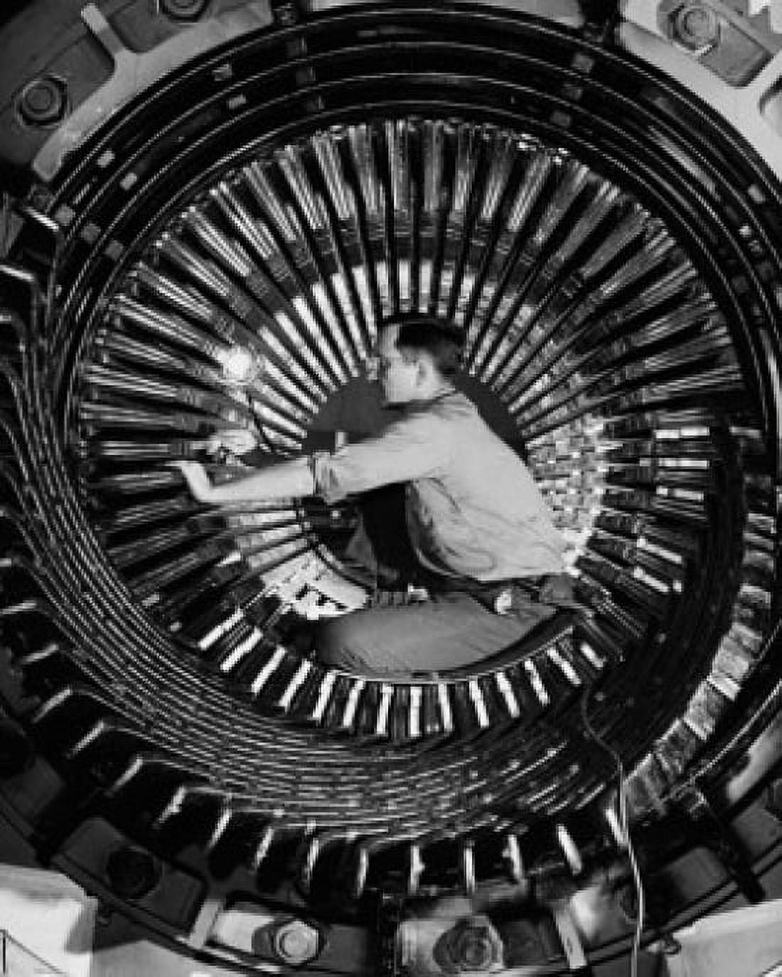 Side profile of a mature man working in a steam turbine-generator Canvas Art - (24 x 36)
