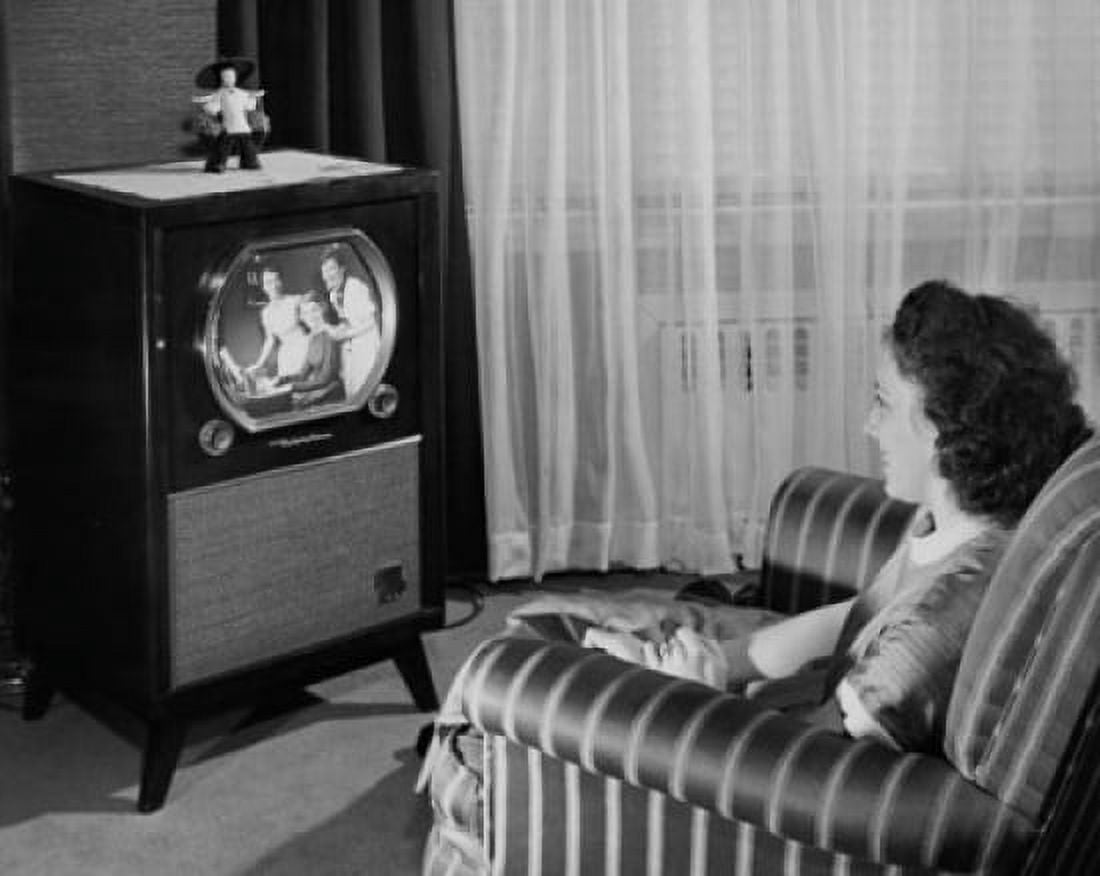 Side profile of a mid adult woman watching television Canvas Art - (18 x 24)