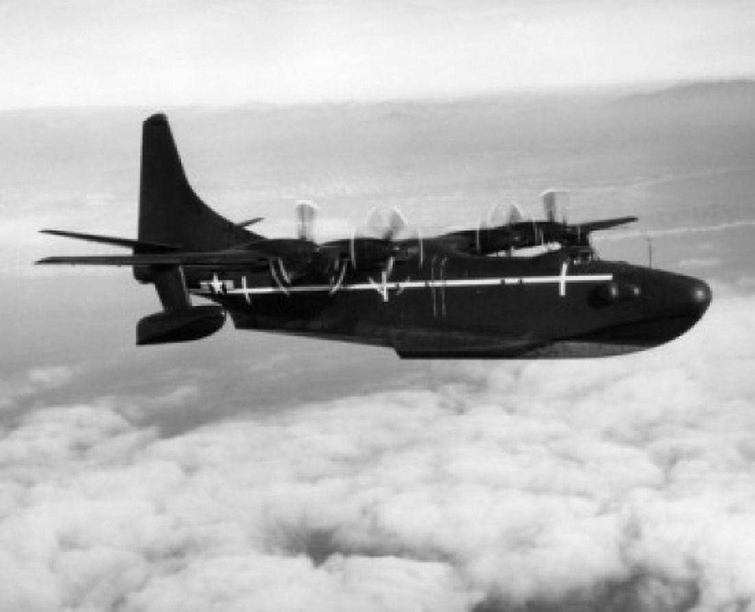 Side profile of a military airplane in flight Convair XP5Y-1 Anti-Submarine War Plane Canvas Art -  (18 x 24)