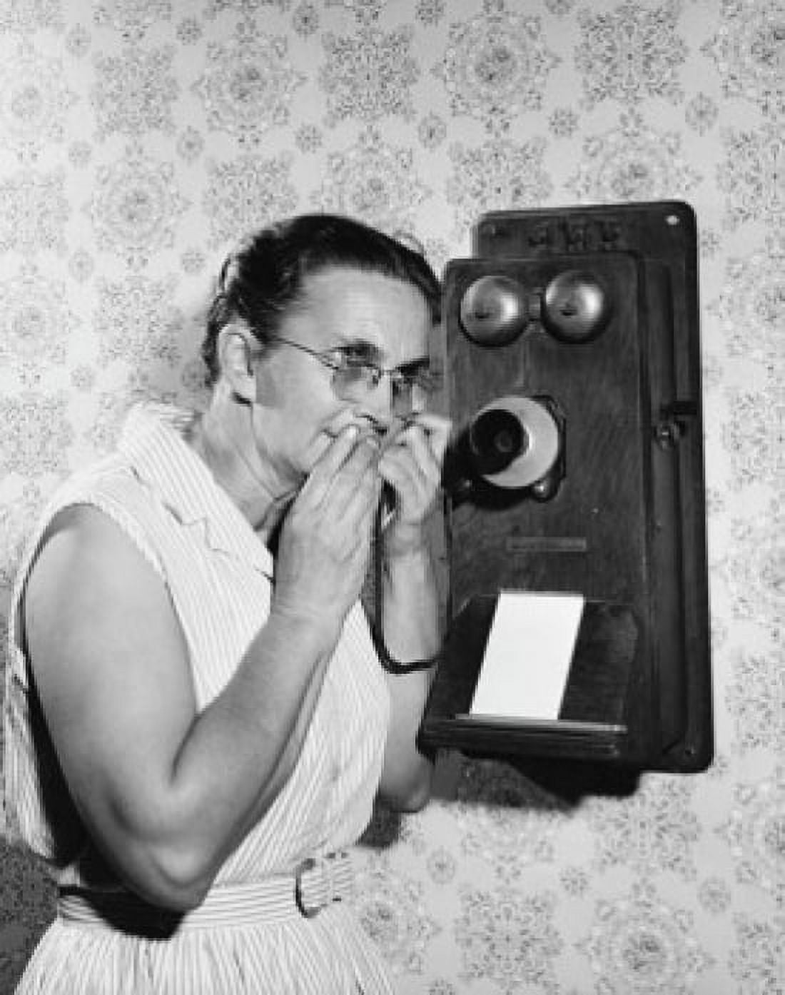 Side profile of a senior woman talking on the telephone Canvas Art - (24 x 36)